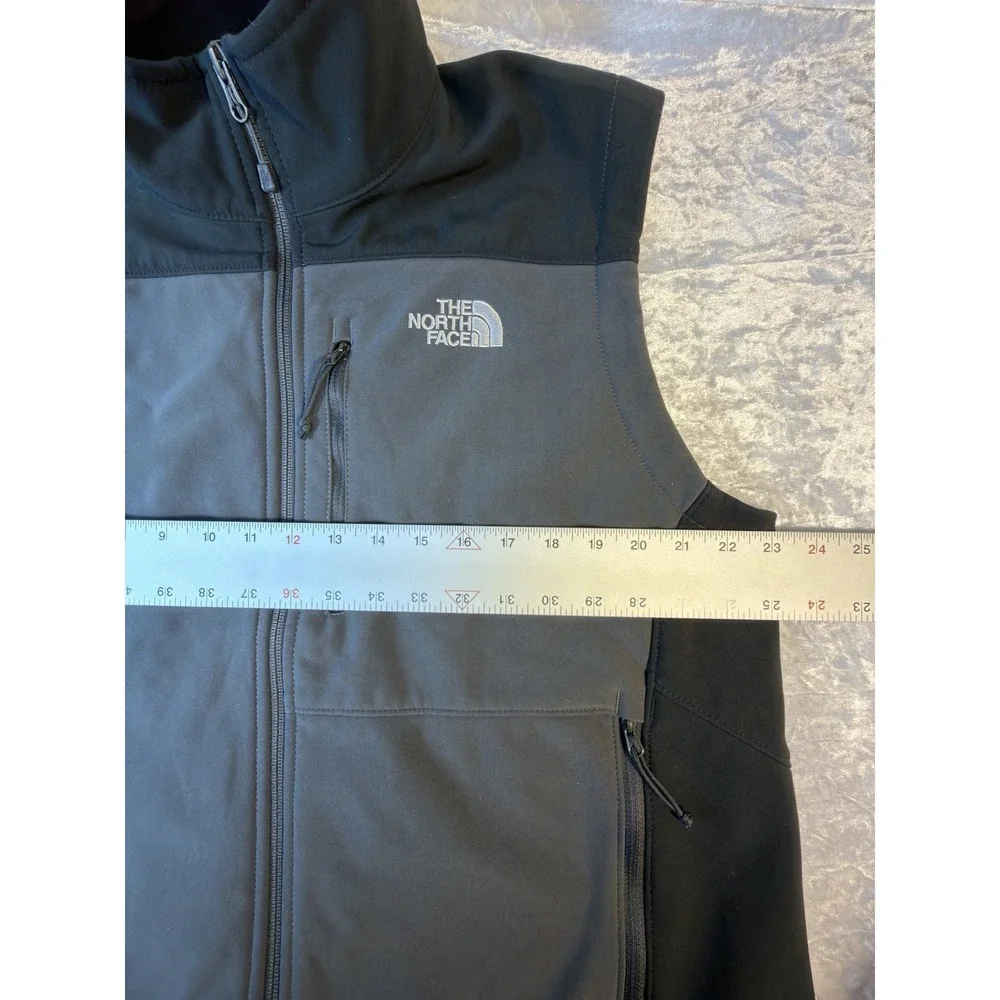 The North Face Vest Mens Large Black Gray Softshell Fleece Full Zip Outdoor